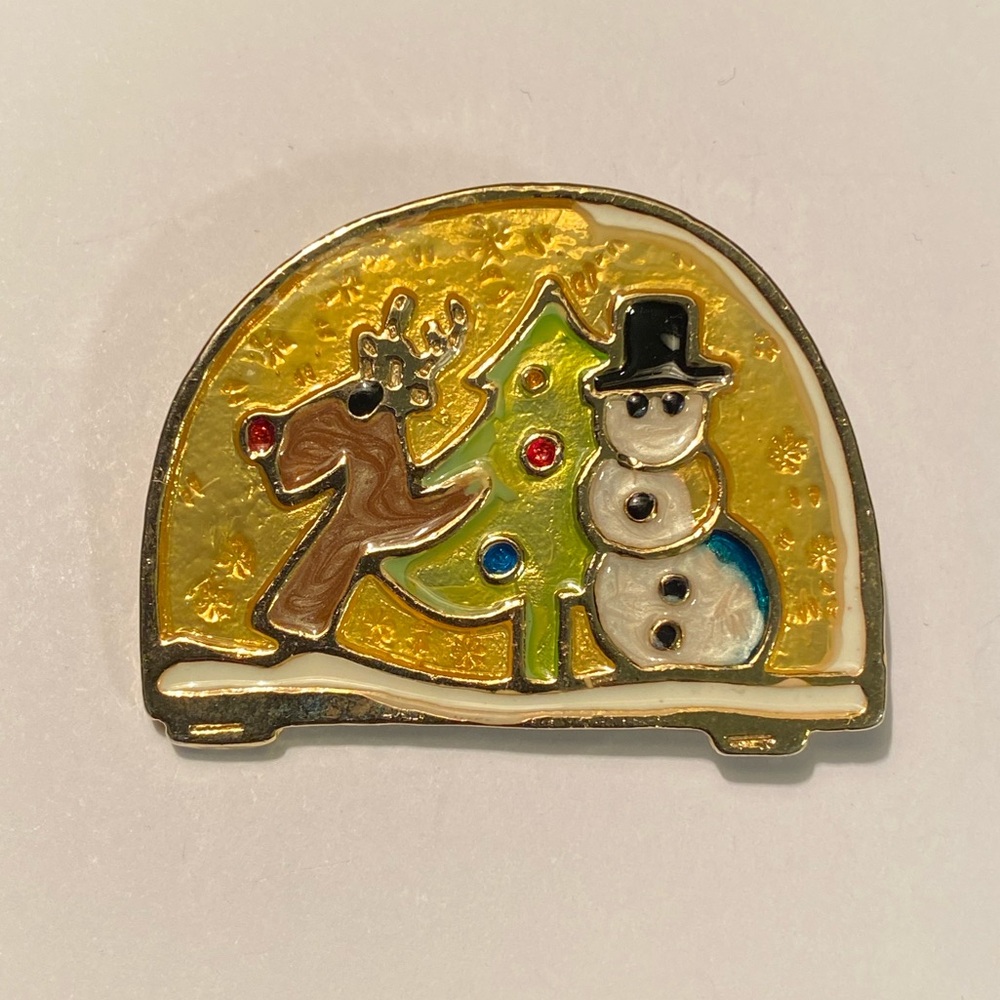 Festive Snowman and Reindeer Enamel Pin